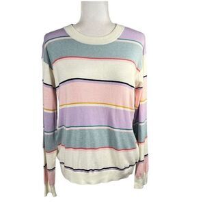 Splendid New w Tag ! XSmall Multicolored Shore Striped Ribbed Pullover Sweater